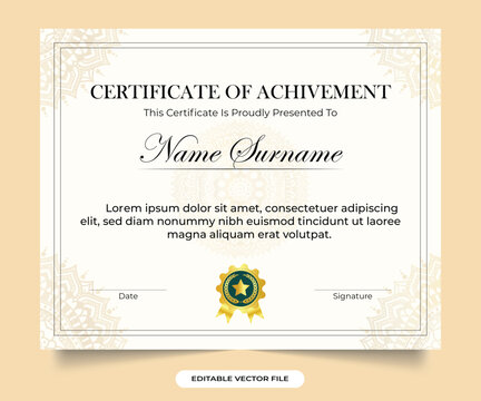 Achievement certificate and credential design collection for academic and official uses.  Credential frame border vector with calligraphy and dark colors. Certificate of Appreciation modern template.