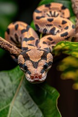 Fototapeta premium Close up of a snake on a tree branch. Suitable for nature and wildlife themes