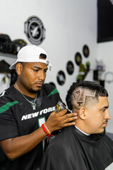 Professional Barber Giving a Stylish Haircut in Salon