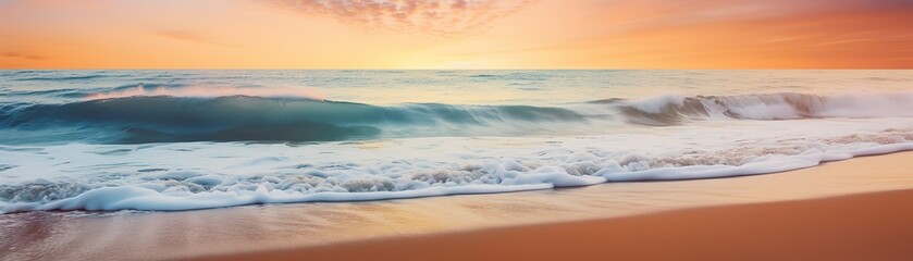 Sunset at the beach evening wide banner background