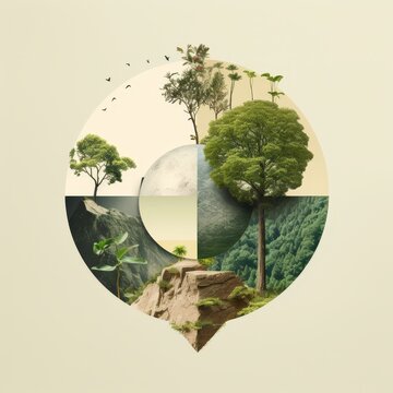 Minimalist analog collage reflecting earth day celebration with globally conscious theme