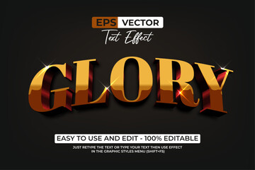 Glory Text Effect Gold Shiny Style Vector.