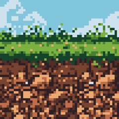 Pixel background. The concept of games background. Vector illustration