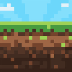 Pixel background. The concept of games background. Vector illustration