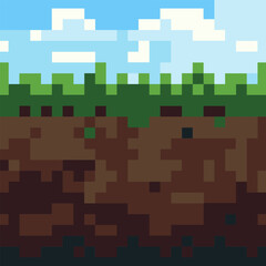 Pixel background. The concept of games background. Vector illustration