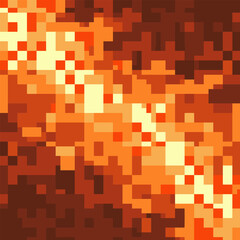 Vector lava pixel blocks background pattern. Retro console game level cubic pixel texture. Computer 8 bit 80s arcade