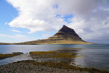 Famous Kirkjufell mountain in the north coast of Iceland, snaefellsnes peninsula, grundafjordur