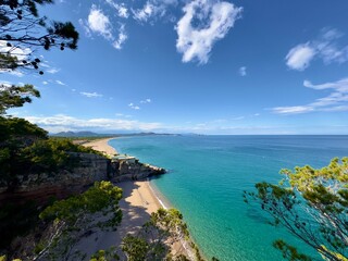 beautiful view from the famous Camí de Ronda hike trail along the coast of the Costa Brava,...