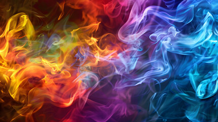 Multi-colored gas on a black background