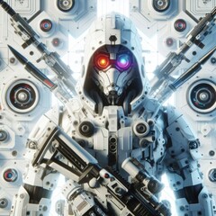 Fototapeta premium a person with a gun and glasses on their head