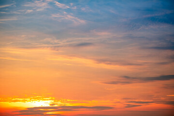 Beautiful , luxury soft gradient orange gold clouds and sunlight on the blue sky perfect for the...