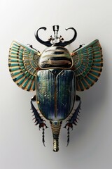 A scarab beetle with wings on its back. Suitable for educational materials