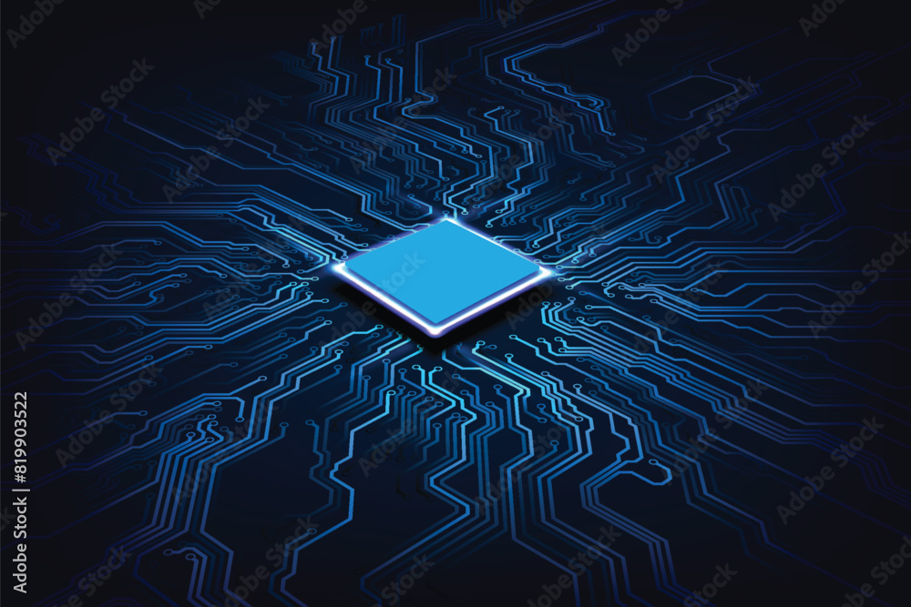Poster circuit board. technology background. central computer processors cpu and gpu concept. motherboard d