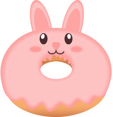 illustration of a bunny, donut, rabbit, cartoon donut
