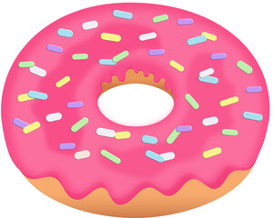 donut with strawberry, donut, strawberry, cartoon donut