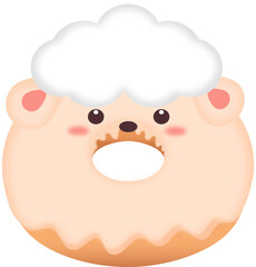 cartoon illustration of a sheep, donut, sheep donuts, sheep, fantasy donuts