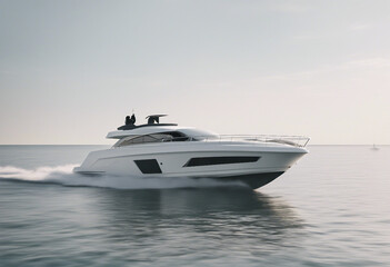 luxury speed boat vehicle yacht white, isolated white background
