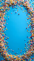 Blue Background Border With Confetti