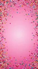 Pink Background Border With Confetti