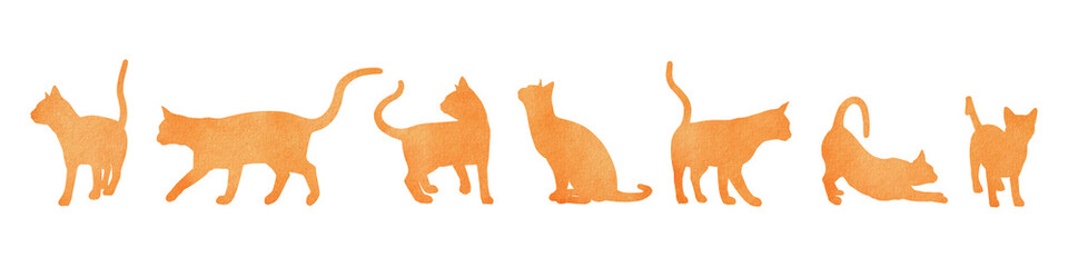 Watercolor cat silhouette