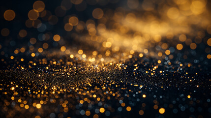 A blurry image of gold and black sparkles with a mood of mystery and intrigue