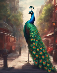 Peacock, painting on canvas.