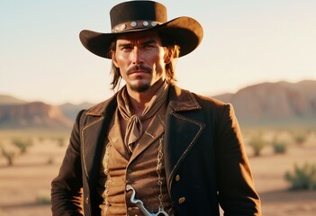 portrait of a wild west gunslinger
