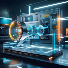 Futuristic Digital Interface Showcasing Innovative Technology and Data Visualization