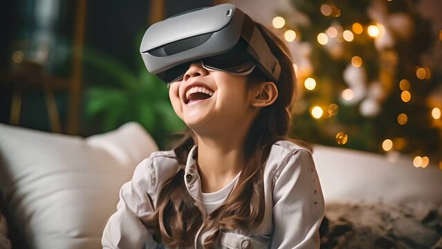 Family enjoy technology smartphone tablet and vr goggle glasses with lifestyle at home