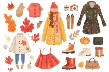 A variety of stylish autumn clothes and accessories. Perfect for seasonal fashion campaigns