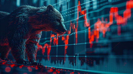 A bear market chart for stocks and financial stocks is falling
