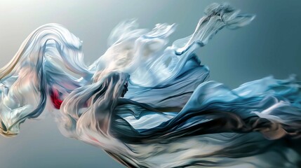 Graceful Textile Waves, Flowing Silk in Motion, Ethereal Fabric Dance