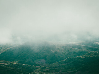 Fog on the mountains during the rainy season     