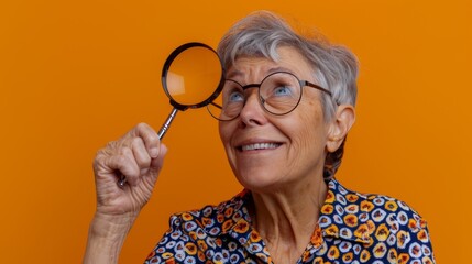 Senior Woman Holding Magnifying Glass