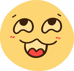 laugh emoji, kawaii emoticon, cute doodle outline