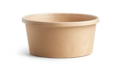 Disposable kraft paper bowl with plastic lid isolated on white background : Generative AI
