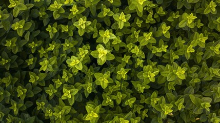 Fototapeta premium Symmetrical Aerial View of Lush Green Stevia Leaves Pattern with Natural Lighting and Geometric Design