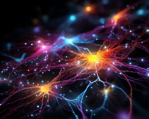 Complex neural network visualization showcasing layers and neuron activations in bright colors against a black background, suitable for advanced technology themes