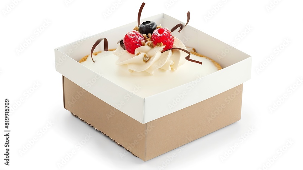 Aufkleber Takeaway cake box isolated on white background with clipping path : Generative AI