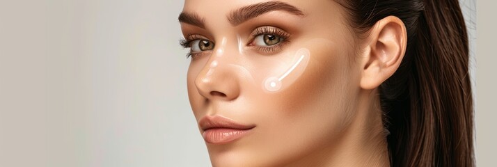 A woman wearing a heavy layer of makeup with bold contouring lines accentuating her features. Generative AI