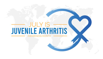 Juvenile Arthritis Awareness Month observed every year in July. Template for background, banner, card, poster with text inscription.