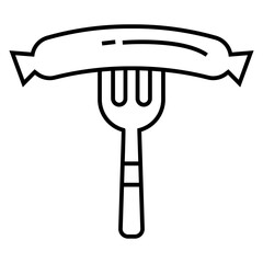 Bavarian sausage on a fork icon design. Vector illustration.