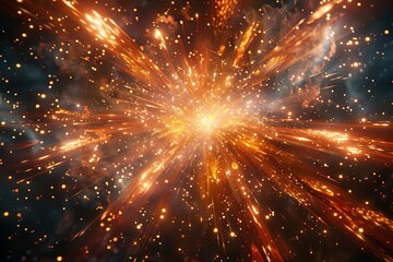A firework exploding in the sky, capturing fire focus on, celebration, vibrant, Composite, night sky backdrop, high definition