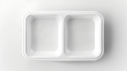 Empty white paper food tray isolated on white background with clipping path top view Mock up template no label Disposable eco friendly recycle packaging concept : Generative AI