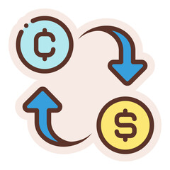 crypto and dollar exchange sticker