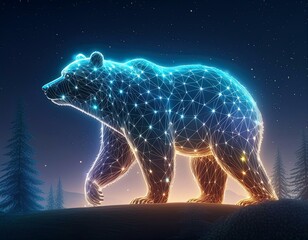 Fototapeta premium bear in neon light