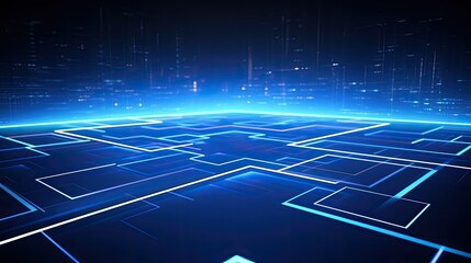 Technology Holographic Cyber Neon Background, 3d render iridescent neon curved wave in motion dark background	
