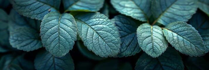Green leaves covered in water droplets