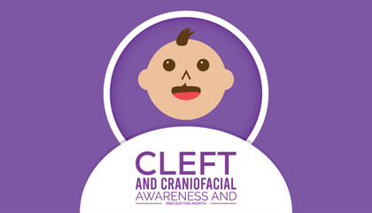 national cleft and craniofacial awareness and prevention month observed every year in July. Template for background, banner, card, poster with text inscription.