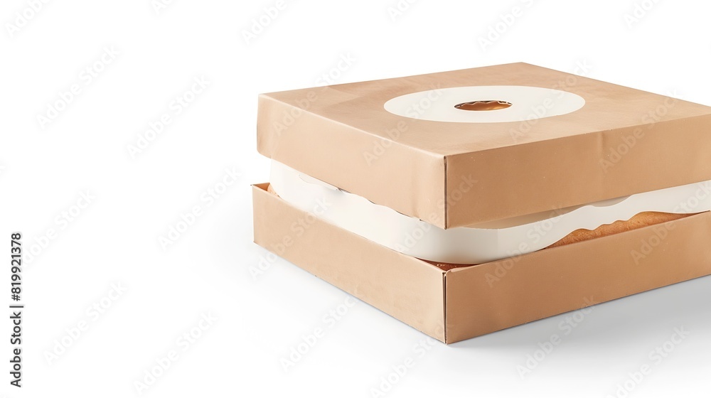 Poster Takeaway cake box isolated on white background with clipping path : Generative AI